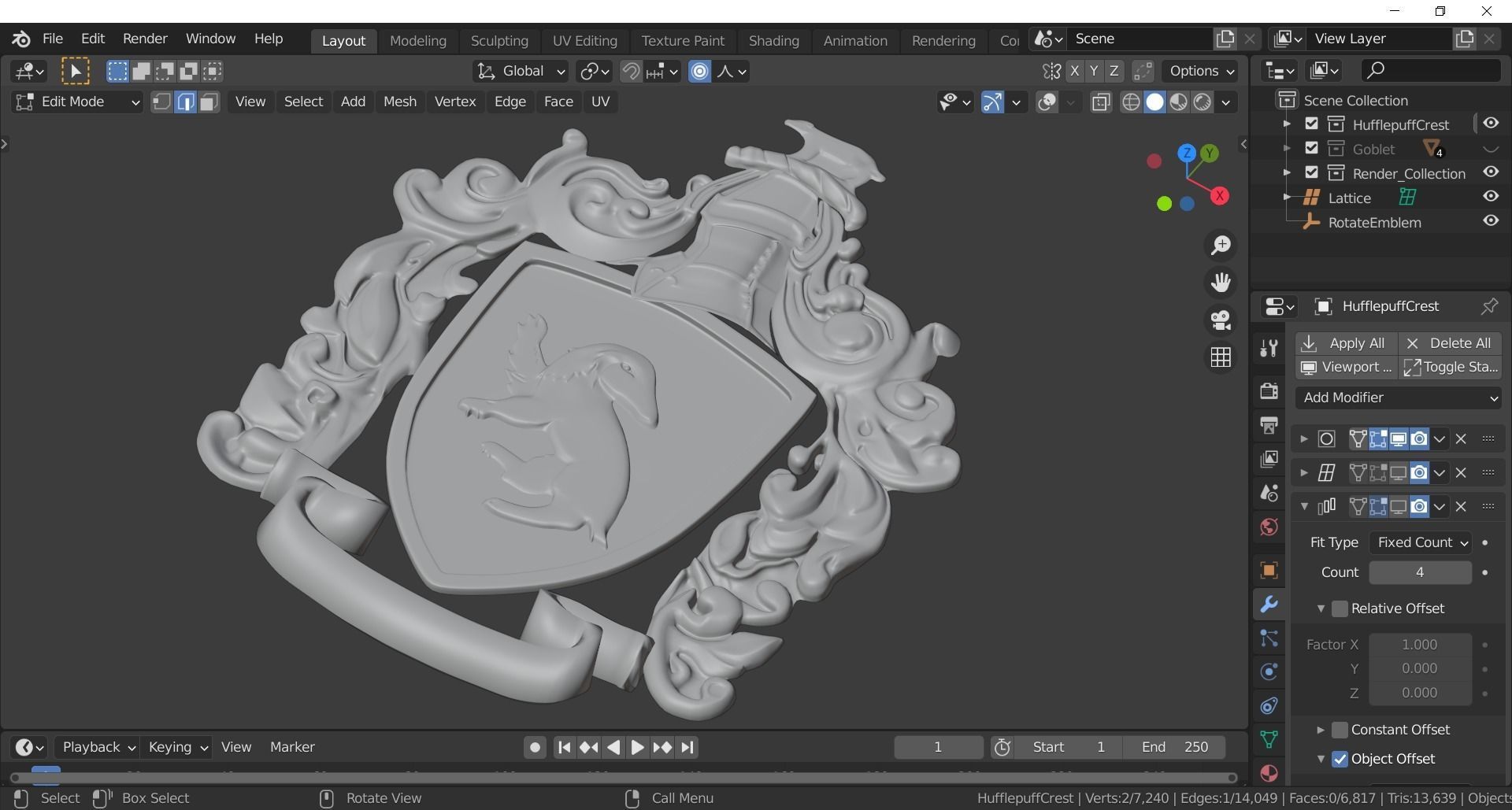 Hufflepuff Goblet with crest 3D model 3D model_15