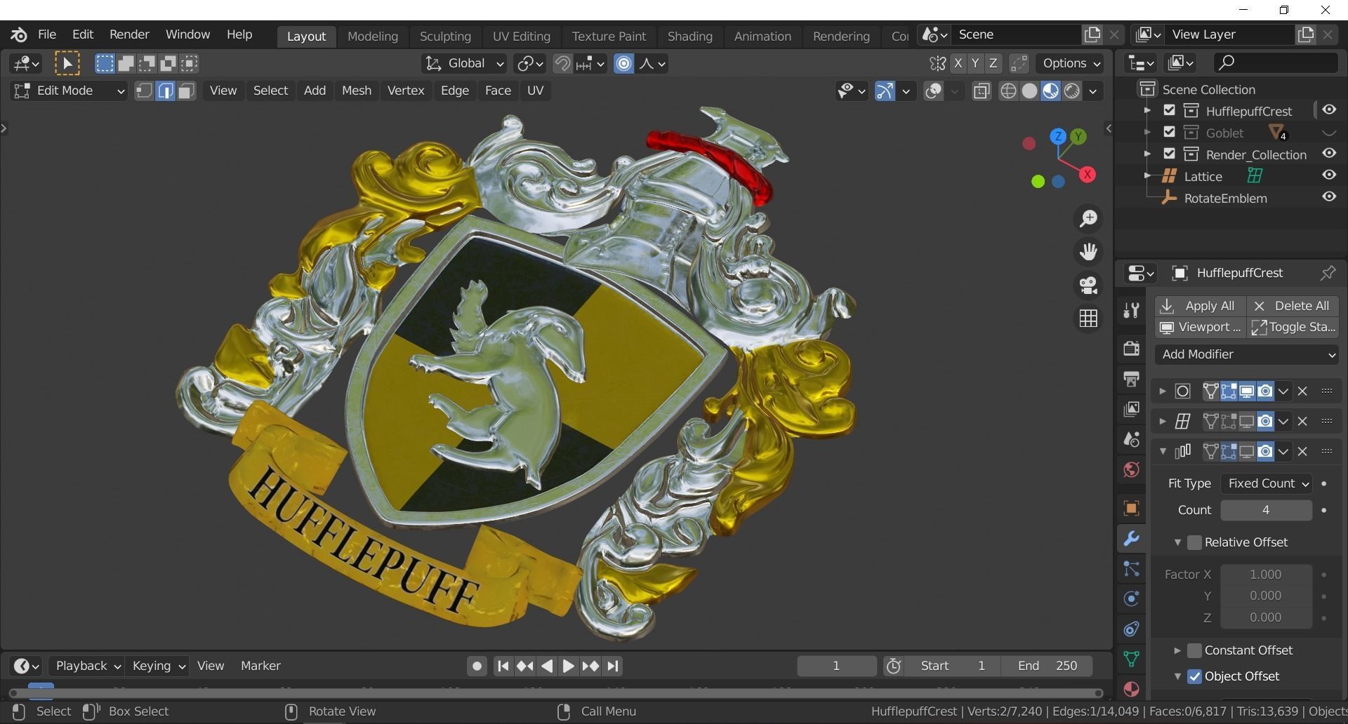 Hufflepuff Goblet with crest 3D model 3D model_14