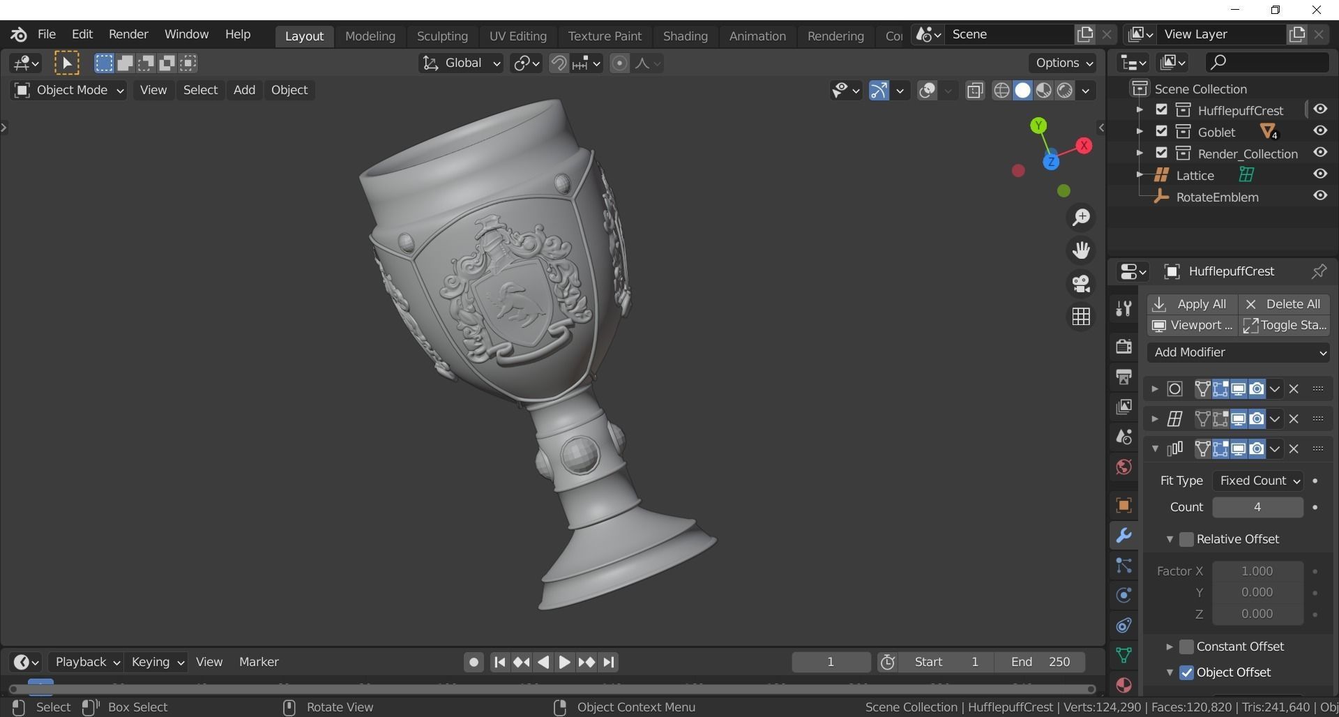 Hufflepuff Goblet with crest 3D model 3D model_6