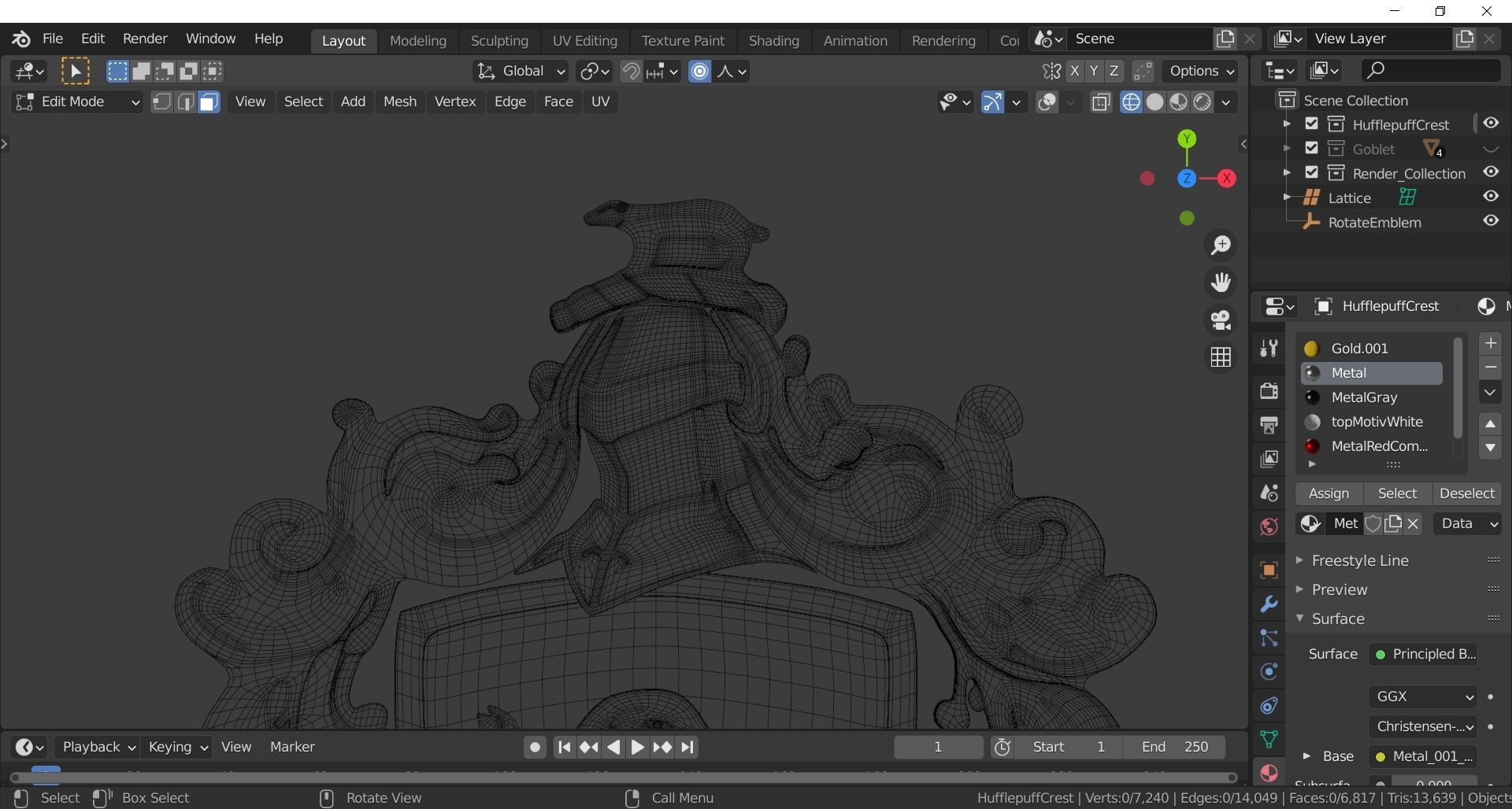 Hufflepuff Goblet with crest 3D model 3D model_23