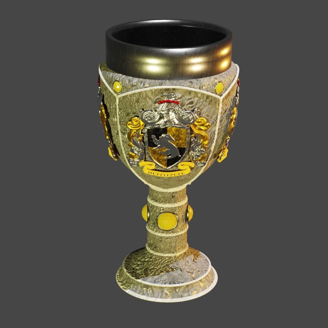 Hufflepuff Goblet with crest 3D model 3D model_30