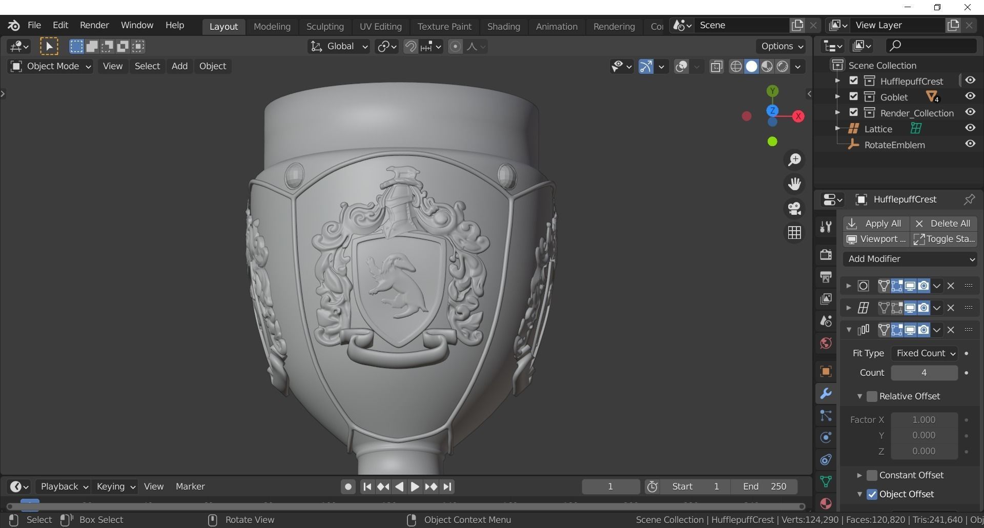 Hufflepuff Goblet with crest 3D model 3D model_9