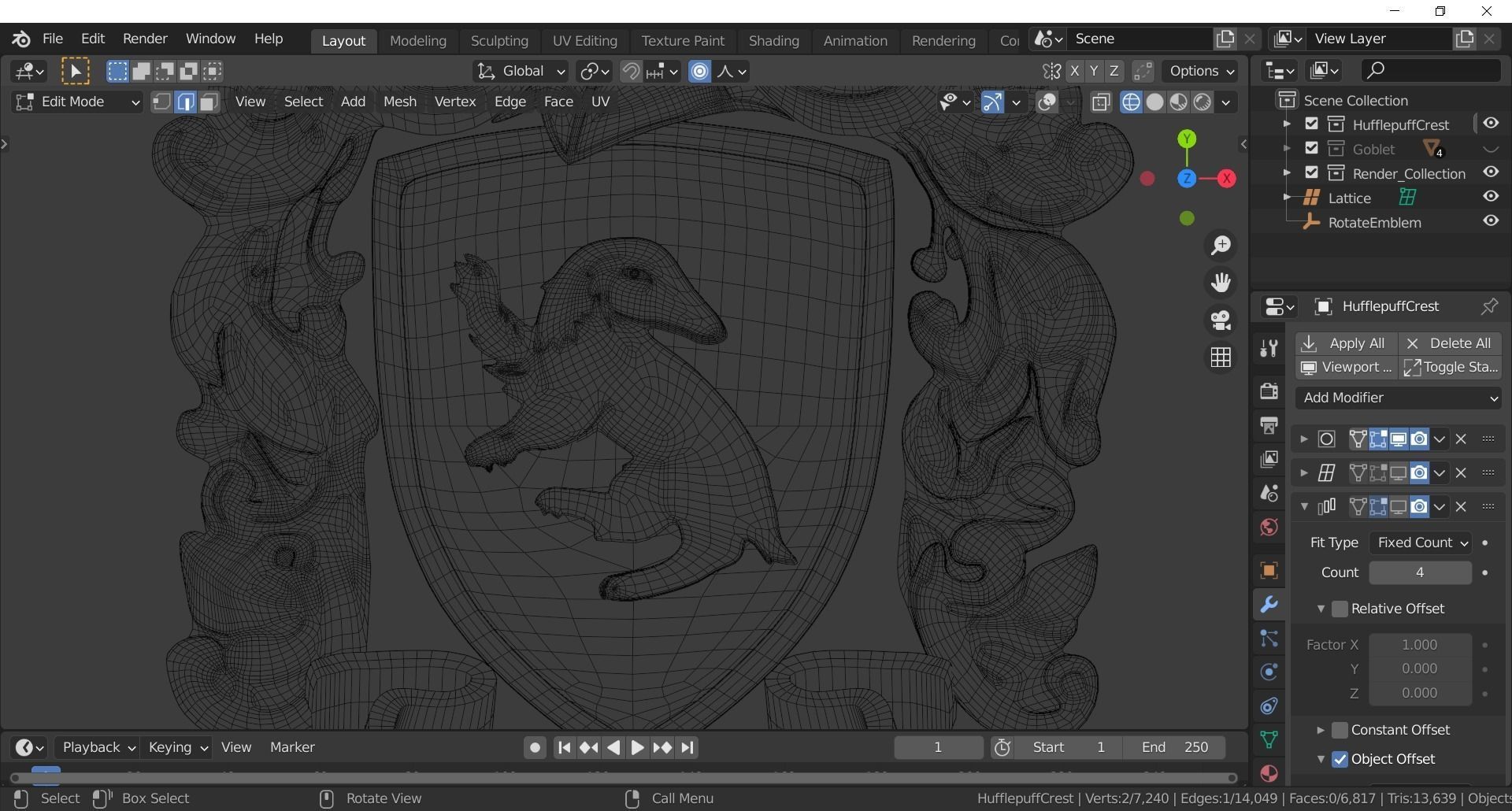 Hufflepuff Goblet with crest 3D model 3D model_21