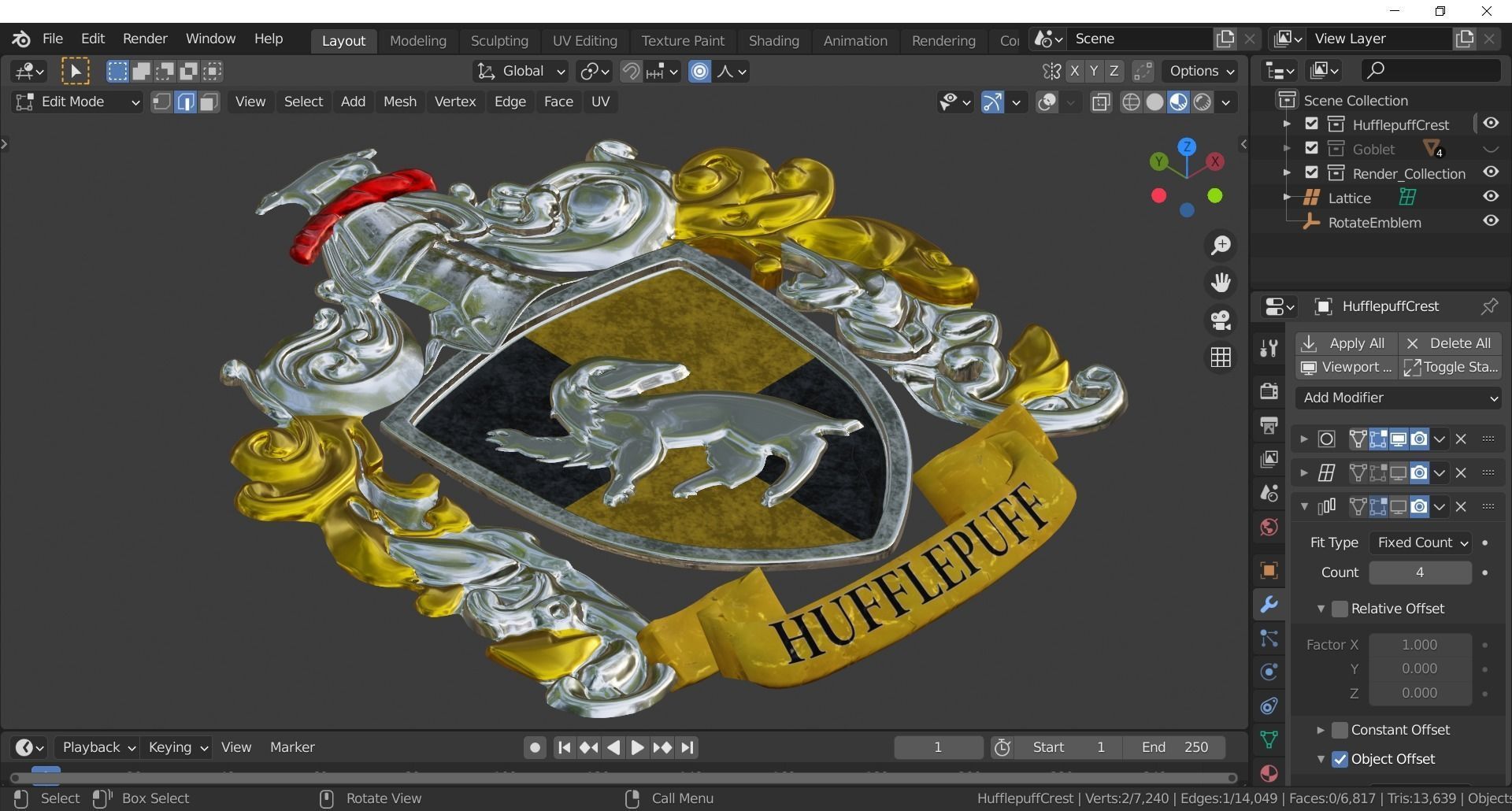 Hufflepuff Goblet with crest 3D model 3D model_17