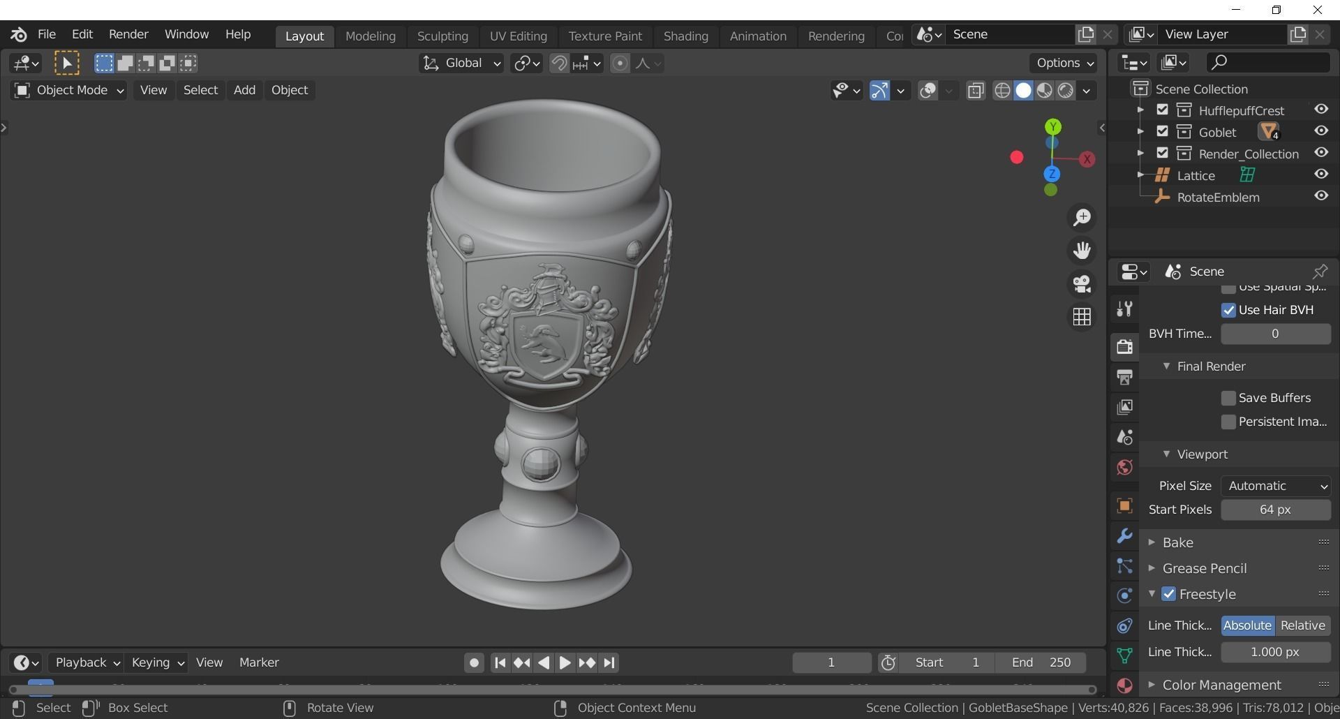 Hufflepuff Goblet with crest 3D model 3D model_4