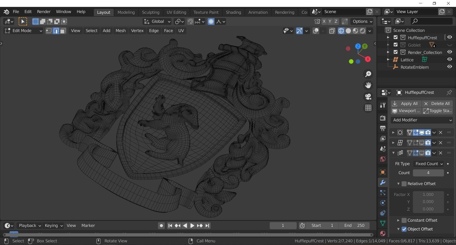 Hufflepuff Goblet with crest 3D model 3D model_16