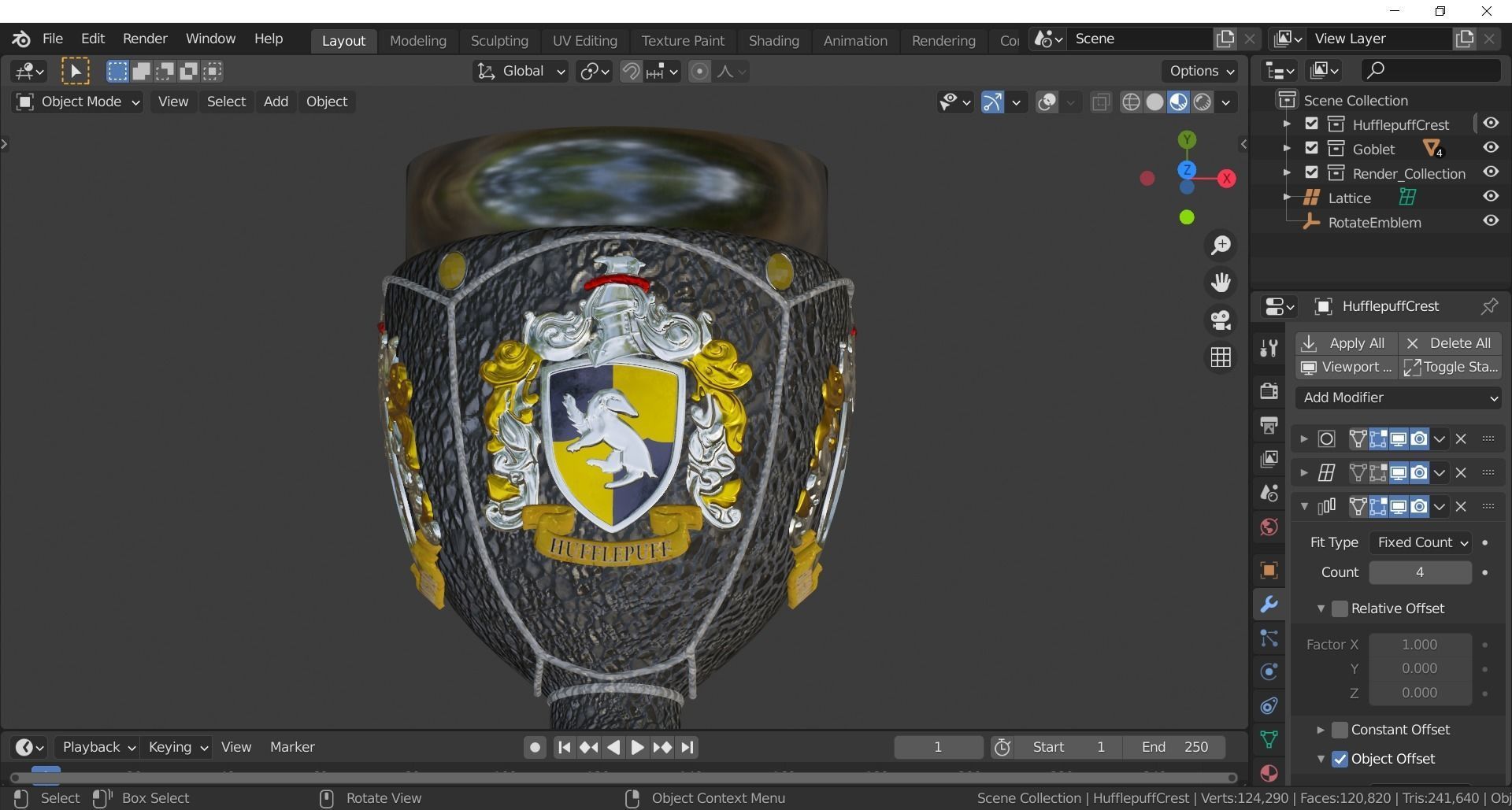 Hufflepuff Goblet with crest 3D model 3D model_10