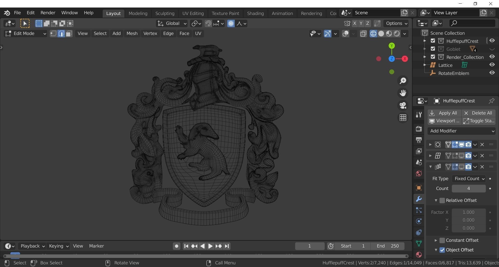 Hufflepuff Goblet with crest 3D model 3D model_13