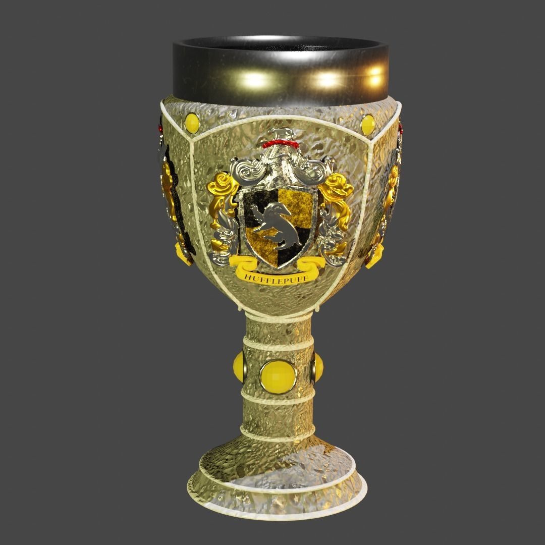 Hufflepuff Goblet with crest 3D model 3D model_1