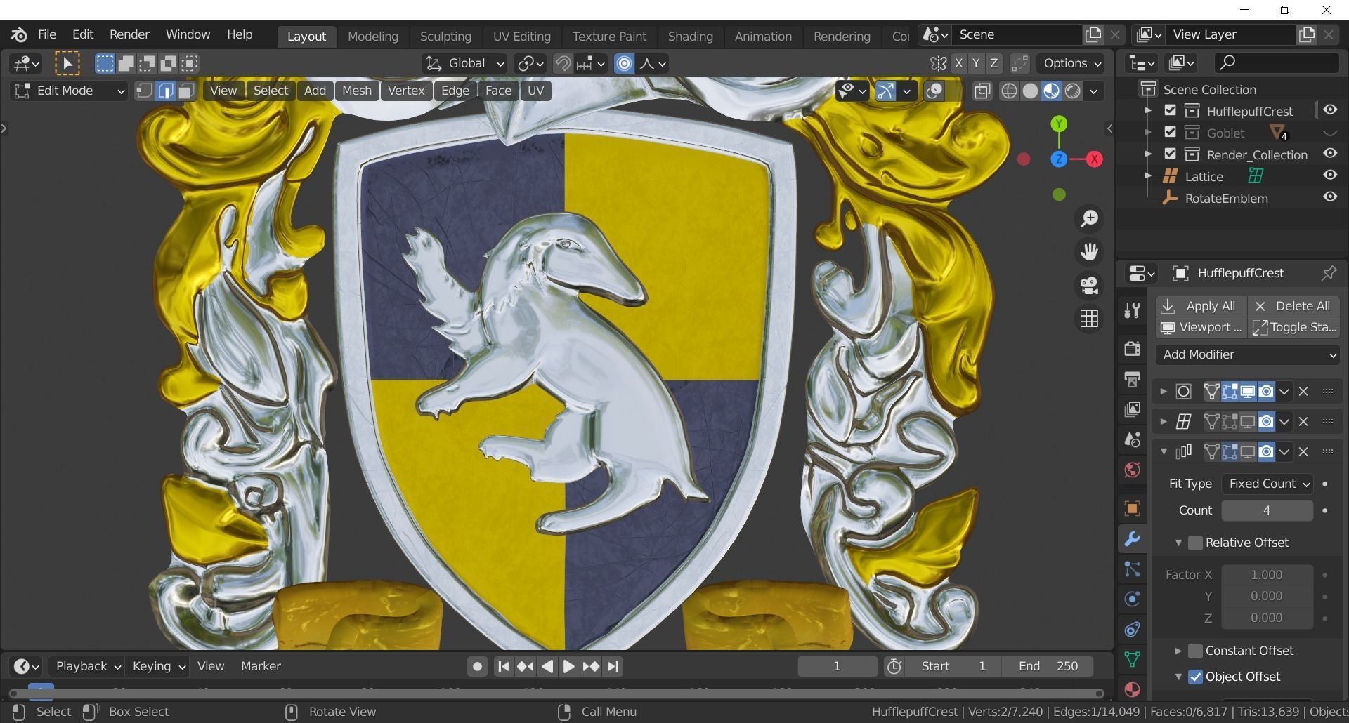 Hufflepuff Goblet with crest 3D model 3D model_20