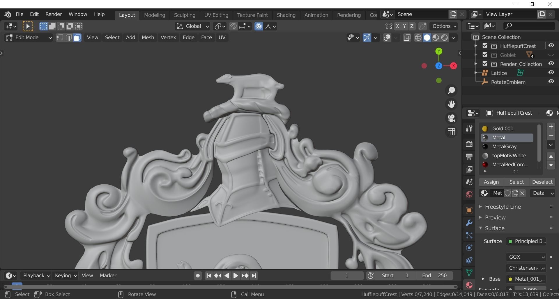 Hufflepuff Goblet with crest 3D model 3D model_24