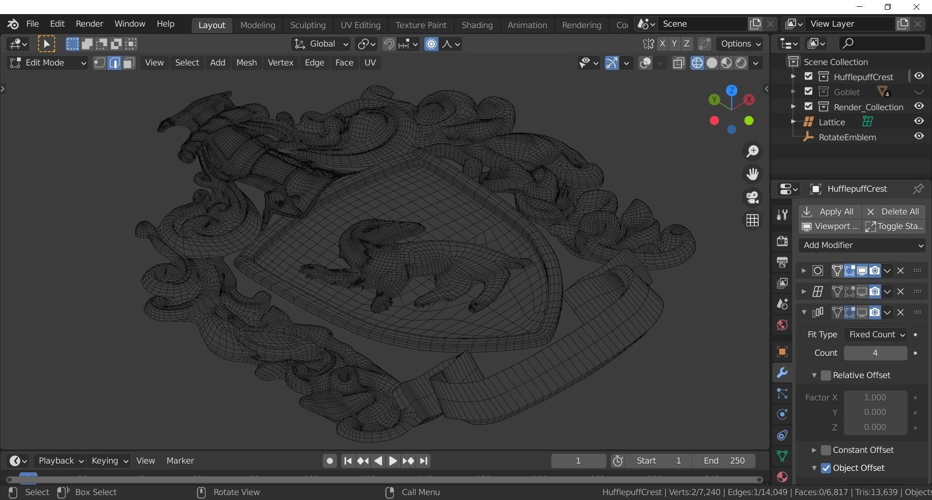 Hufflepuff Goblet with crest 3D model 3D model_19