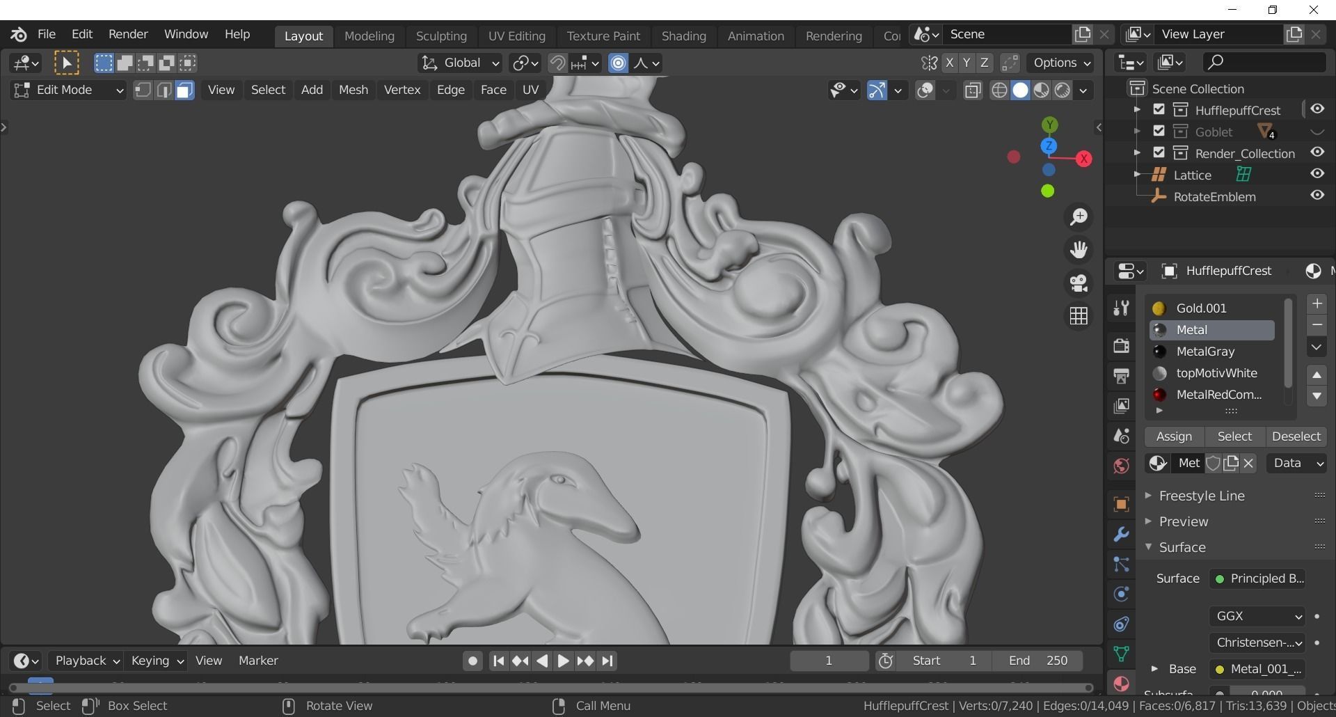 Hufflepuff Goblet with crest 3D model 3D model_27