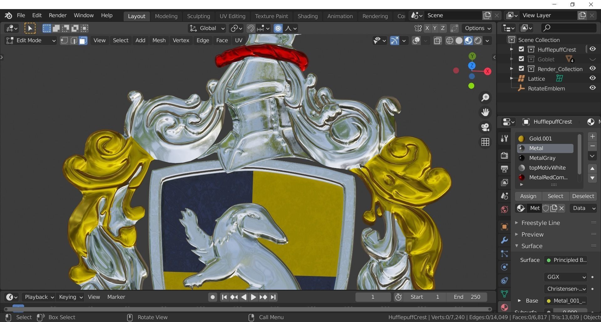 Hufflepuff Goblet with crest 3D model 3D model_26