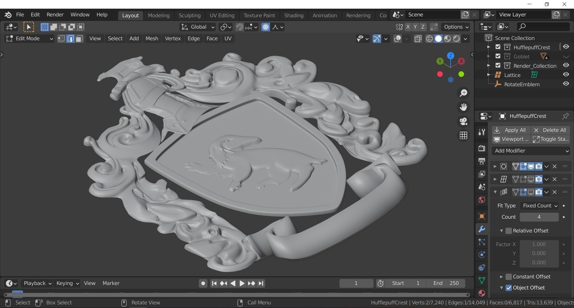 Hufflepuff Goblet with crest 3D model 3D model_18