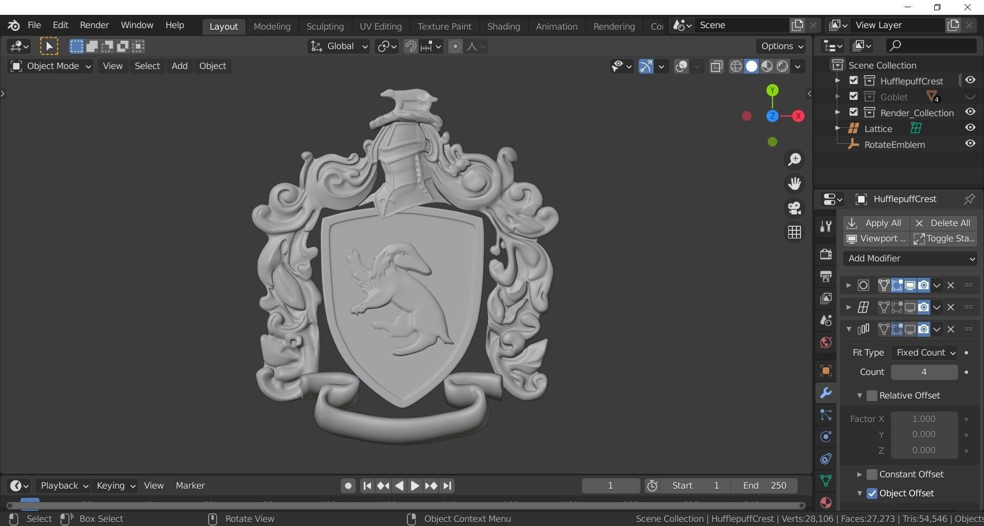 Hufflepuff Goblet with crest 3D model 3D model_12