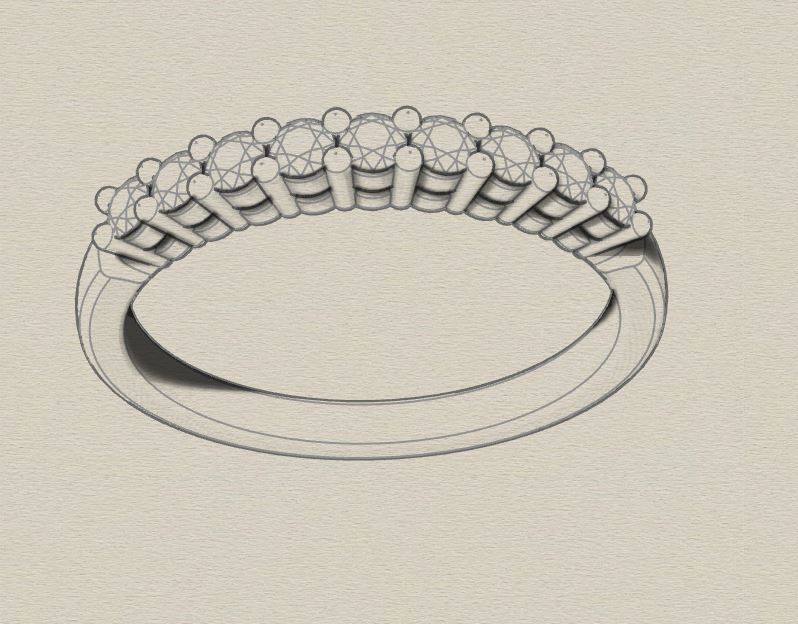 Wedding diamond ring 3D print model_7