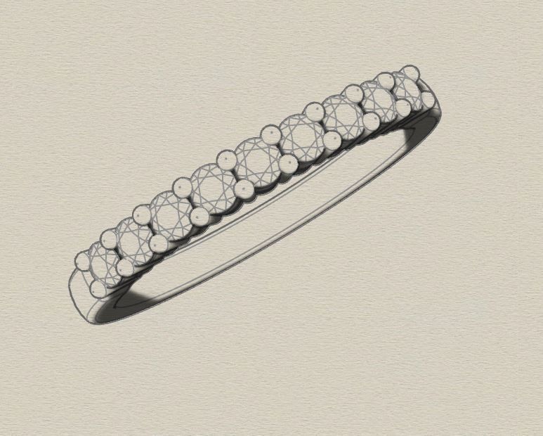 Wedding diamond ring 3D print model_9