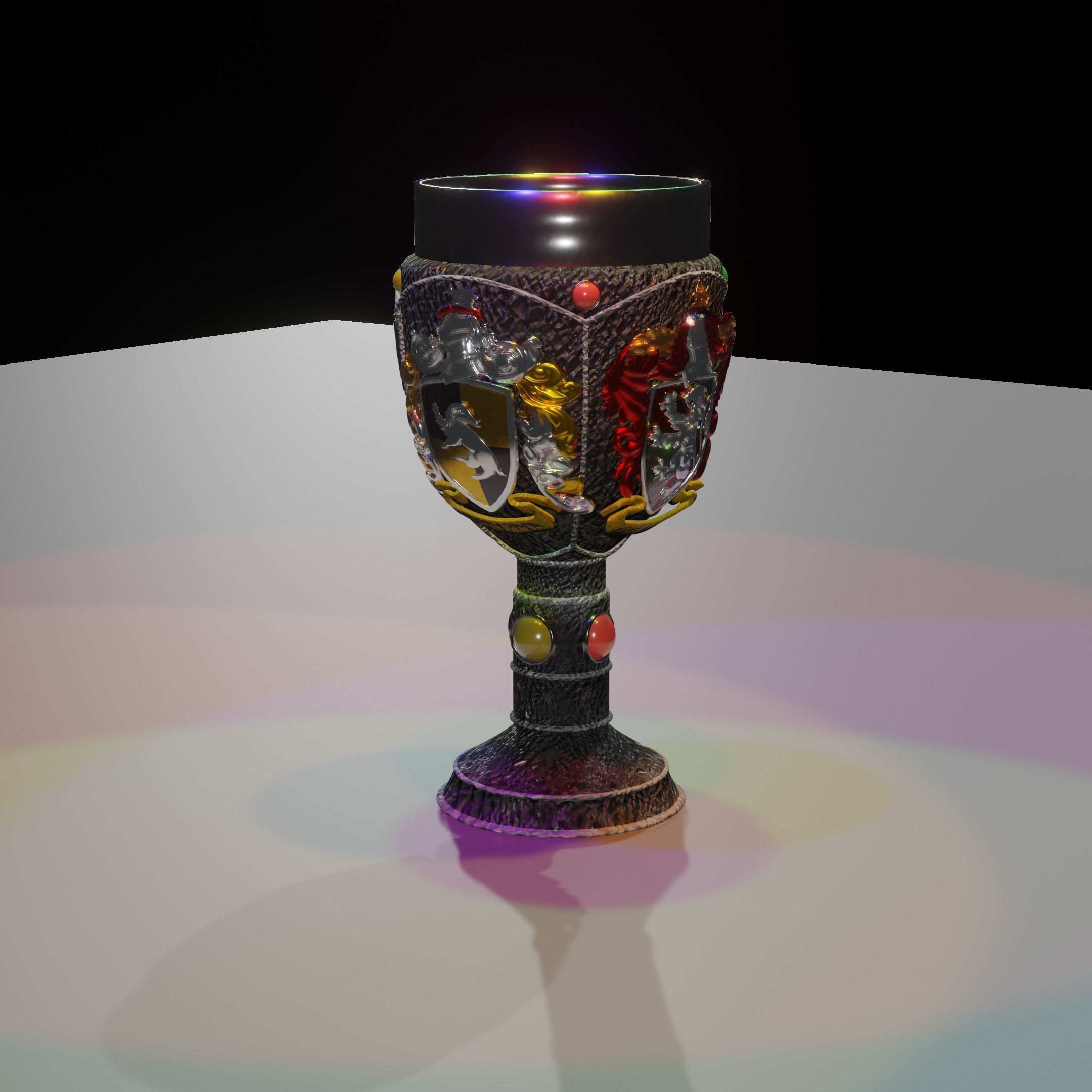 Harry Potter goblets with crests 3D Model Collection_8
