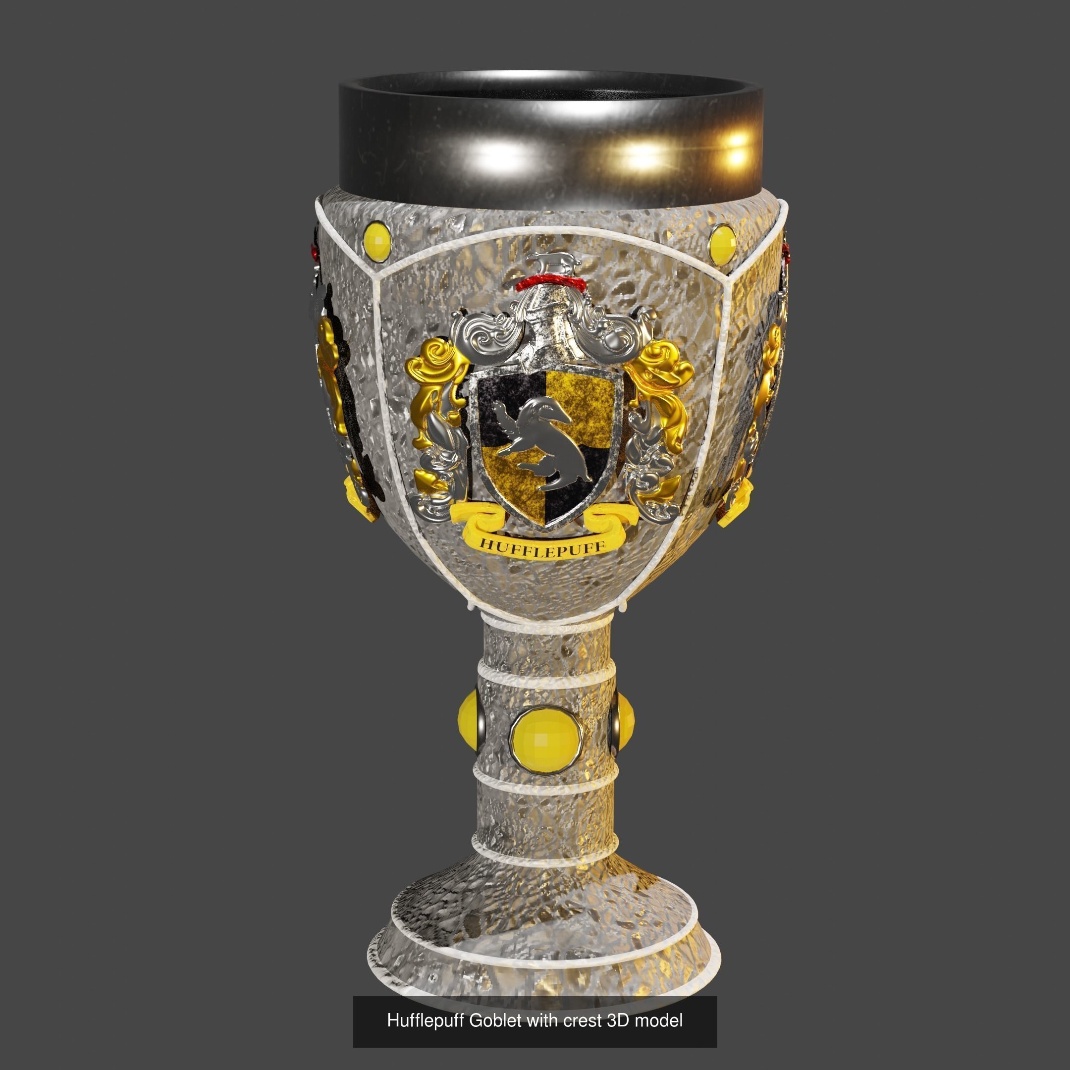 Harry Potter goblets with crests 3D Model Collection_4