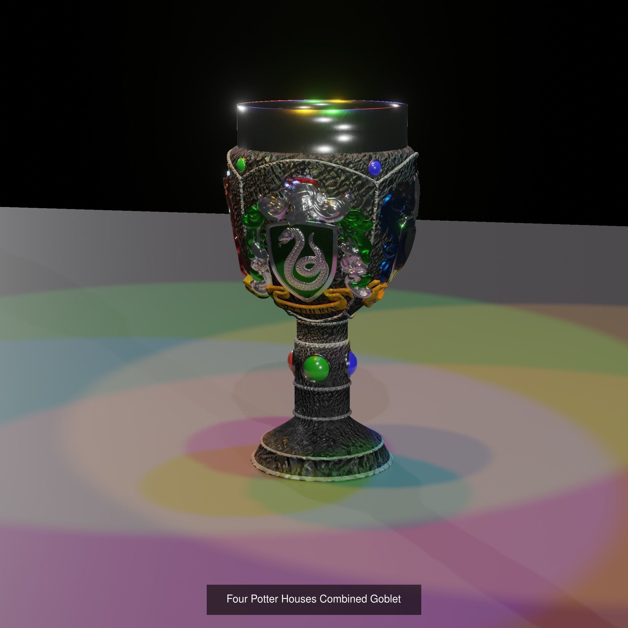 Harry Potter goblets with crests 3D Model Collection_2