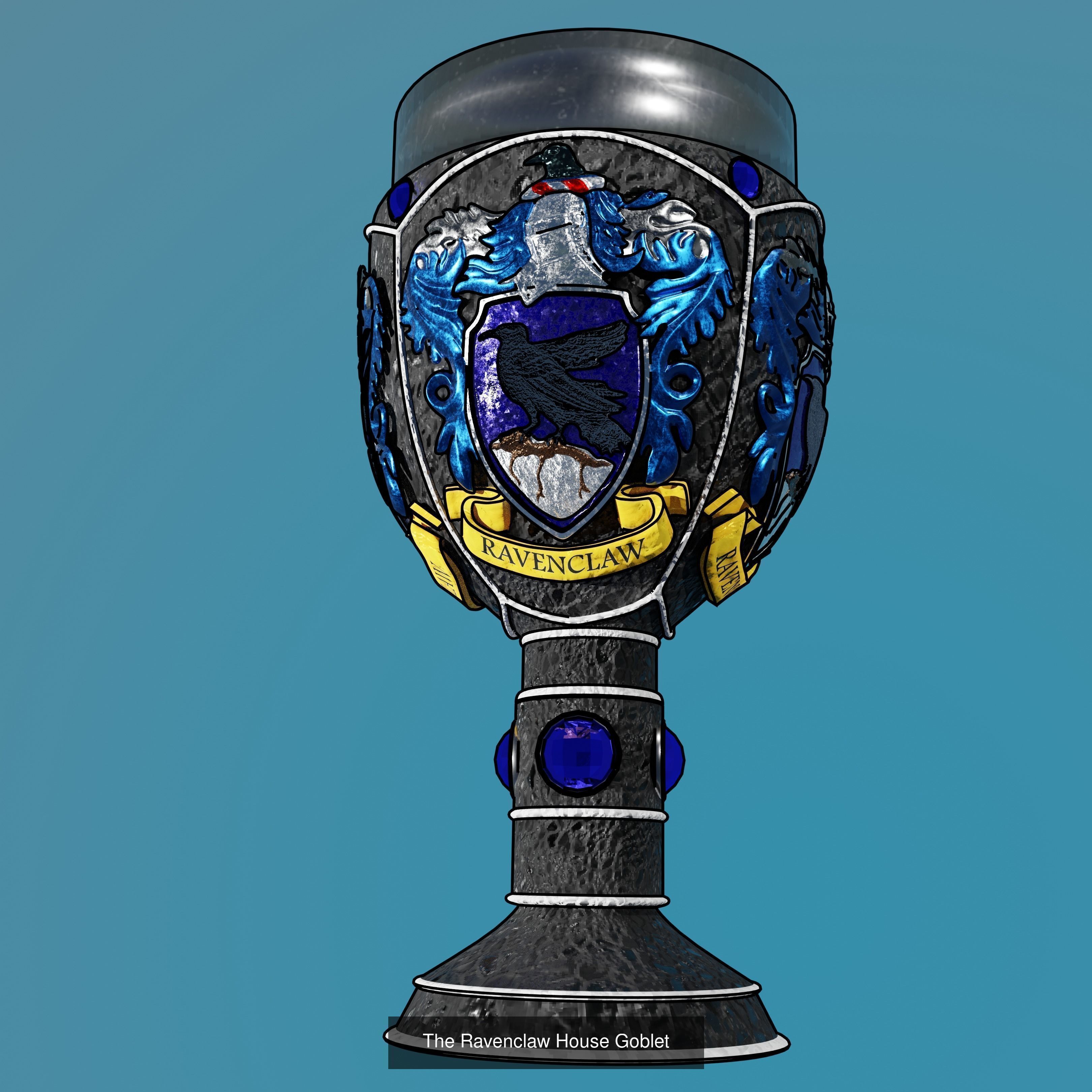 Harry Potter goblets with crests 3D Model Collection_5