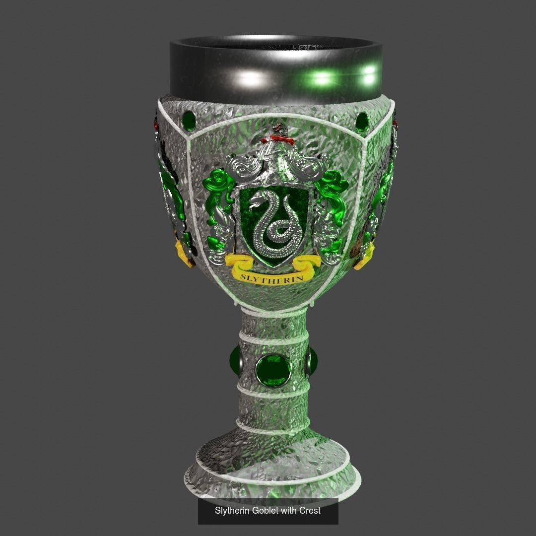 Harry Potter goblets with crests 3D Model Collection_6