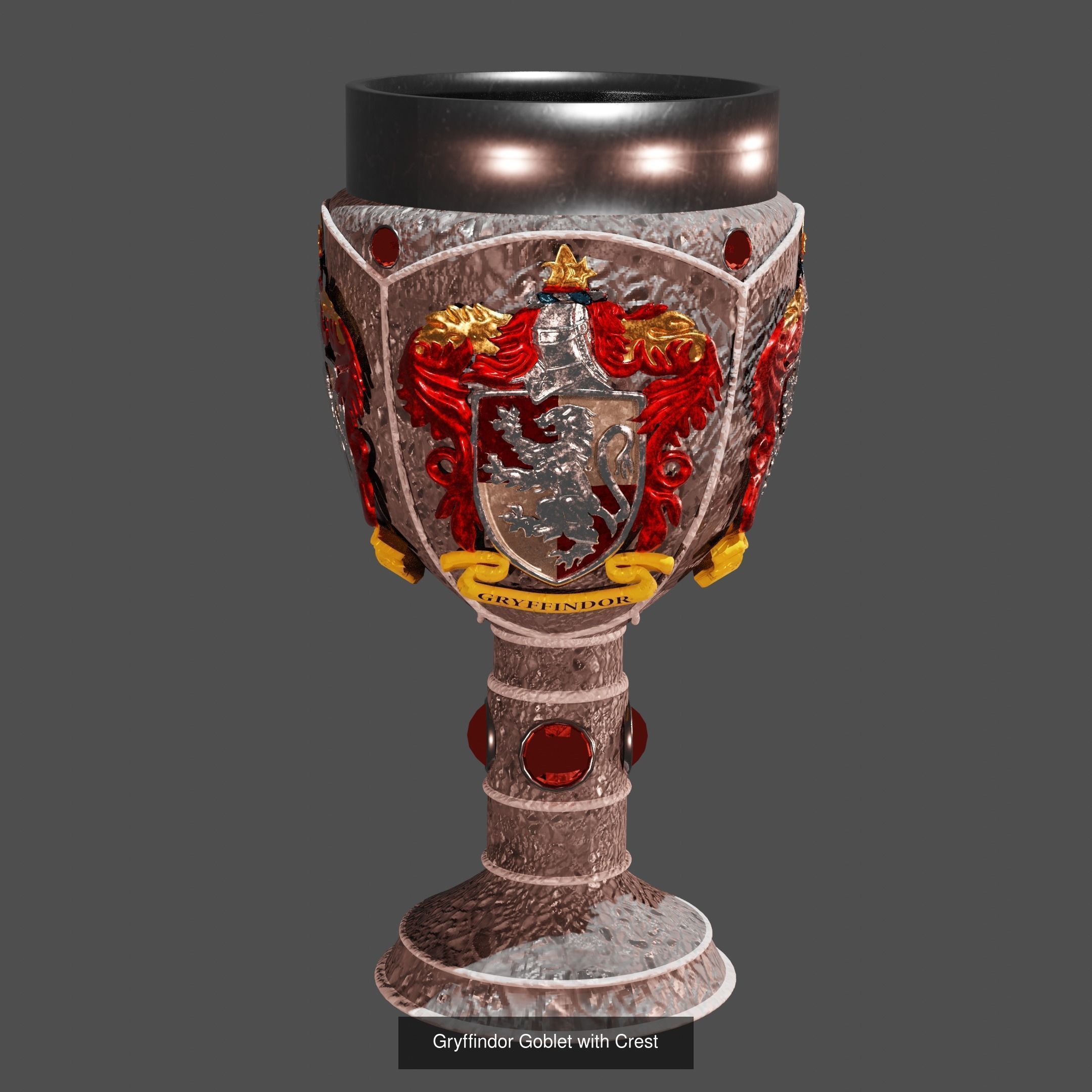 Harry Potter goblets with crests 3D Model Collection_3