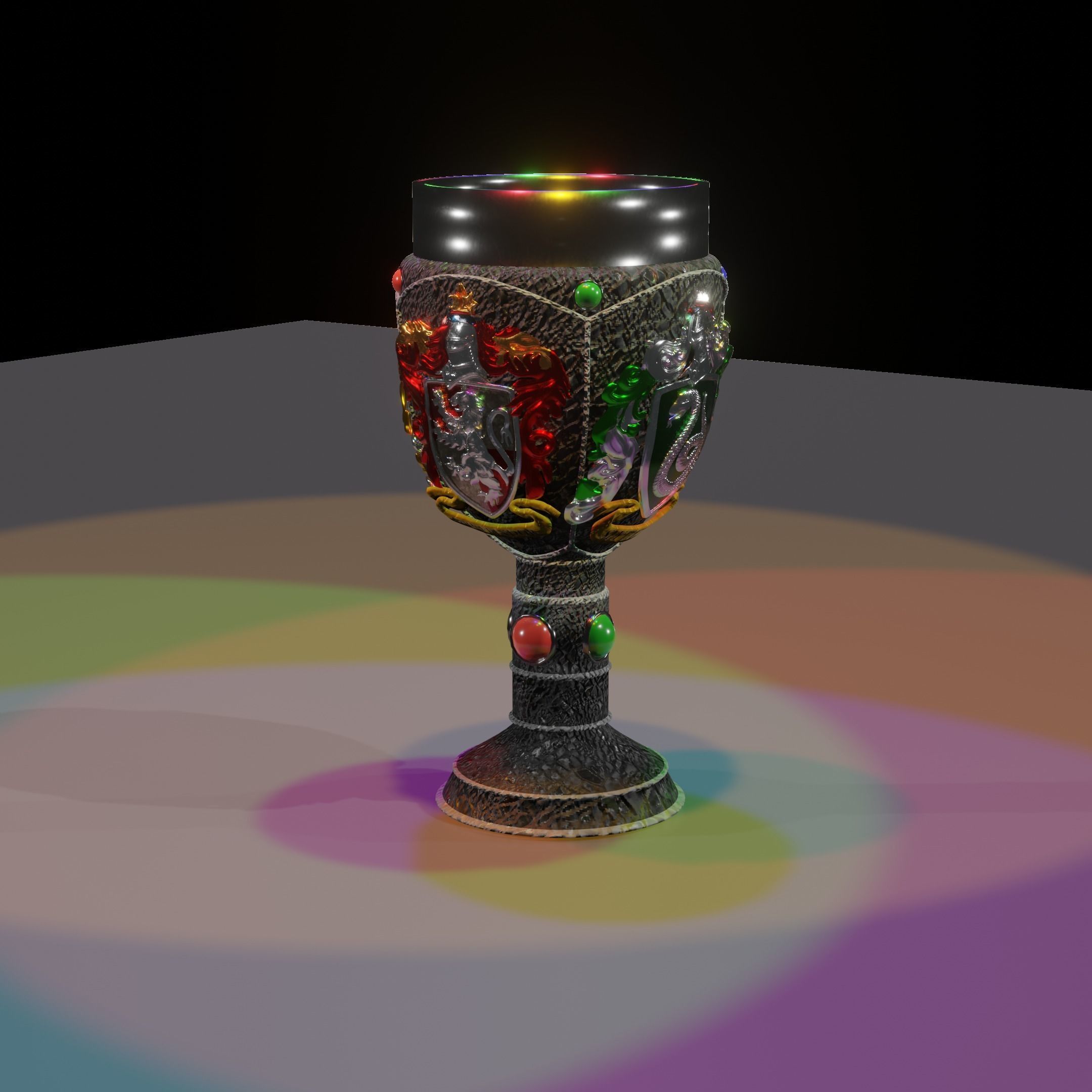 Harry Potter goblets with crests 3D Model Collection_9