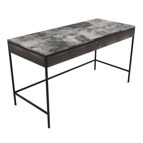 Sunpan - Stamos Desk - Black - Grey Marble Charcoal Grey Low-poly 3D model