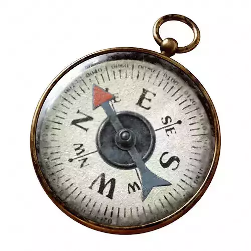 Vintage Brass Compass 3  3D model with PBR textures Low-poly 3D model