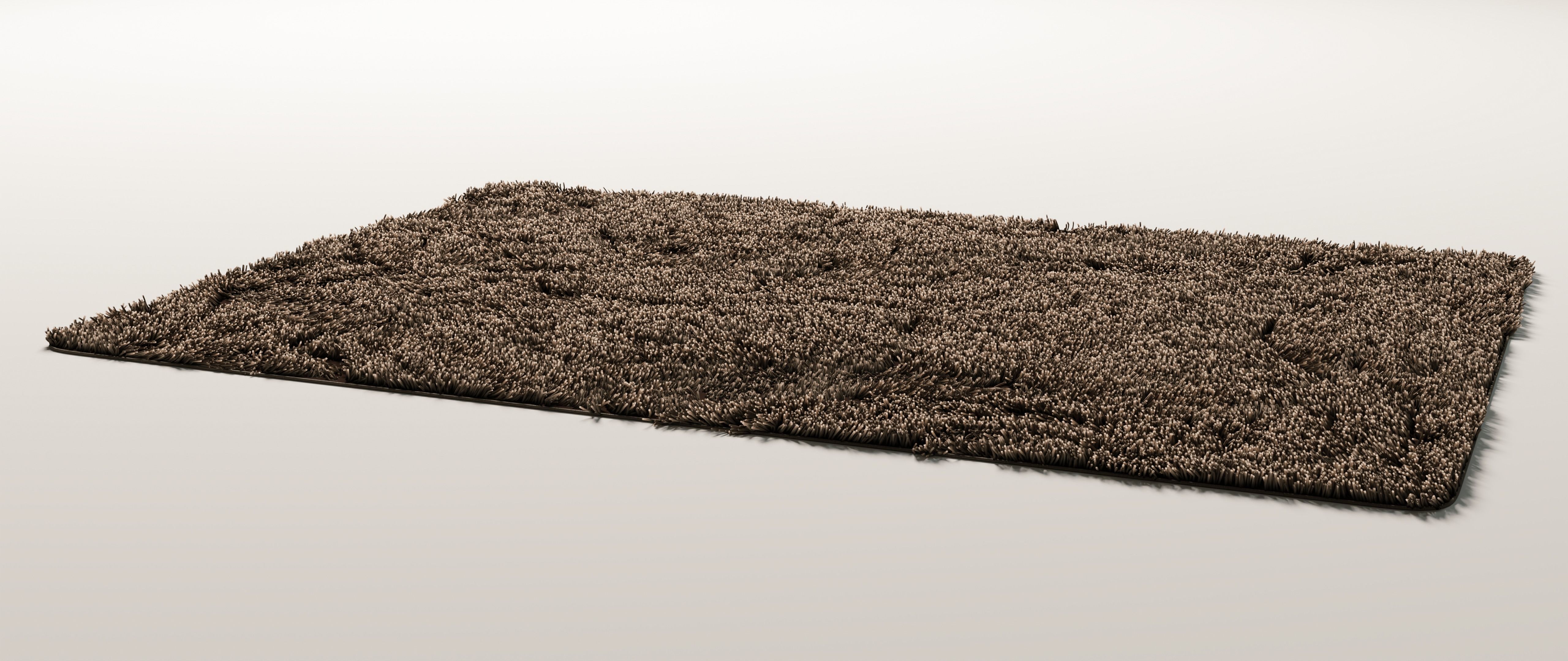 Rectangle fur rug  3 colors 3D model_1