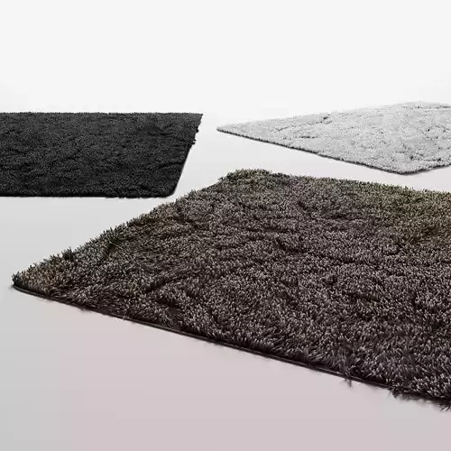 Rectangle fur rug  3 colors 3D model