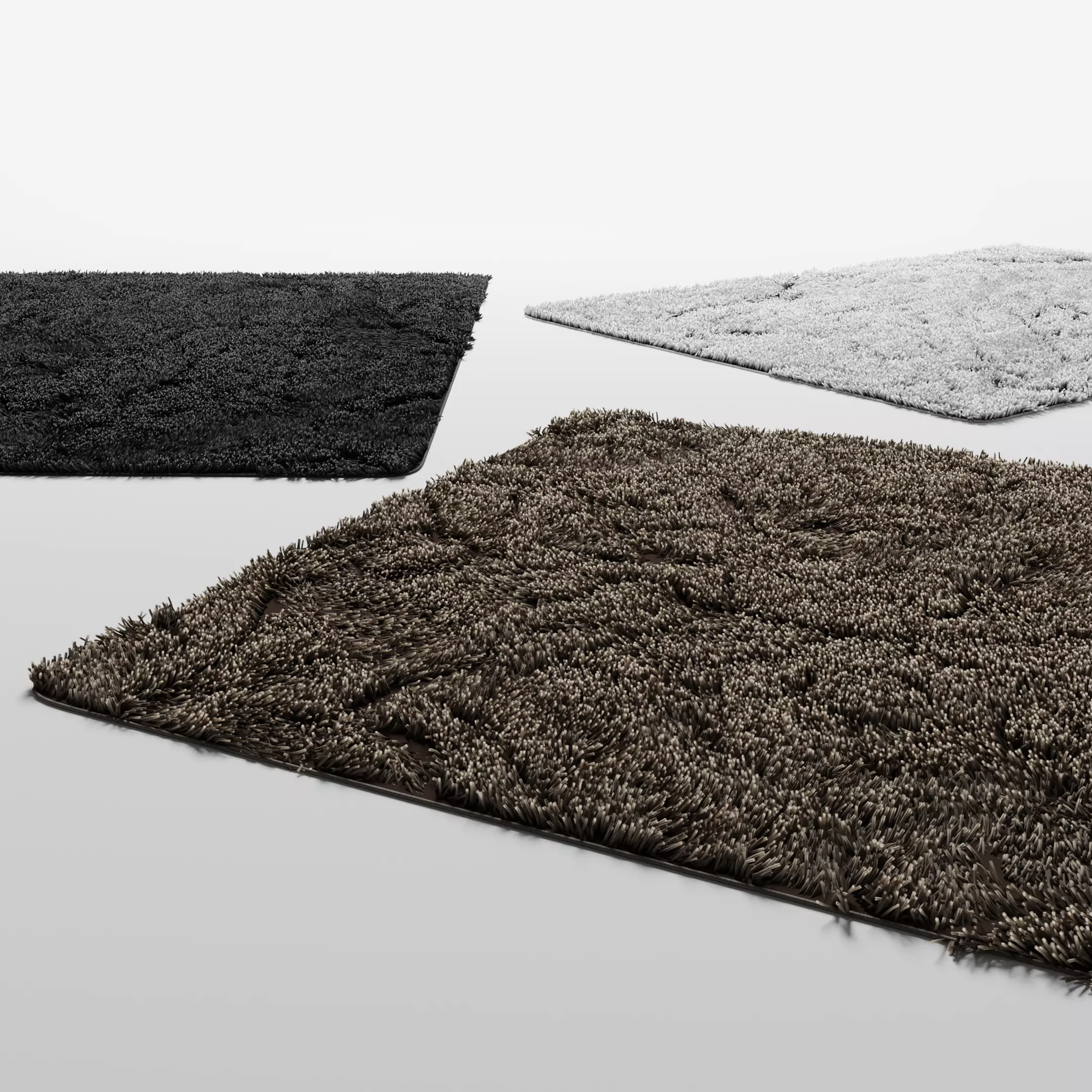 Rectangle fur rug  3 colors 3D model_0
