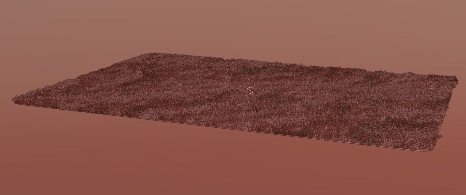 Rectangle fur rug  3 colors 3D model_4