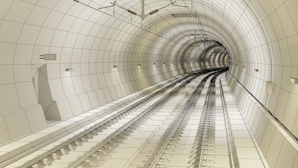 Tileable railway tunnel 3D model_8