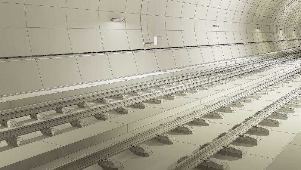 Tileable railway tunnel 3D model_9