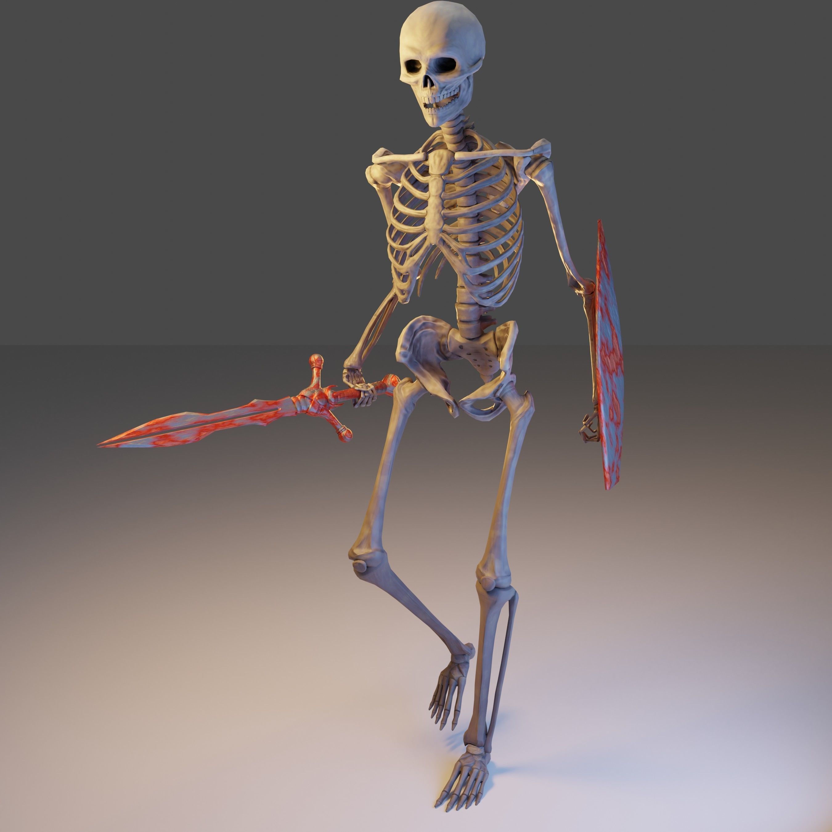 Skeleton Lowpoly 3D Model - Videogame Asset Low-poly 3D model_10