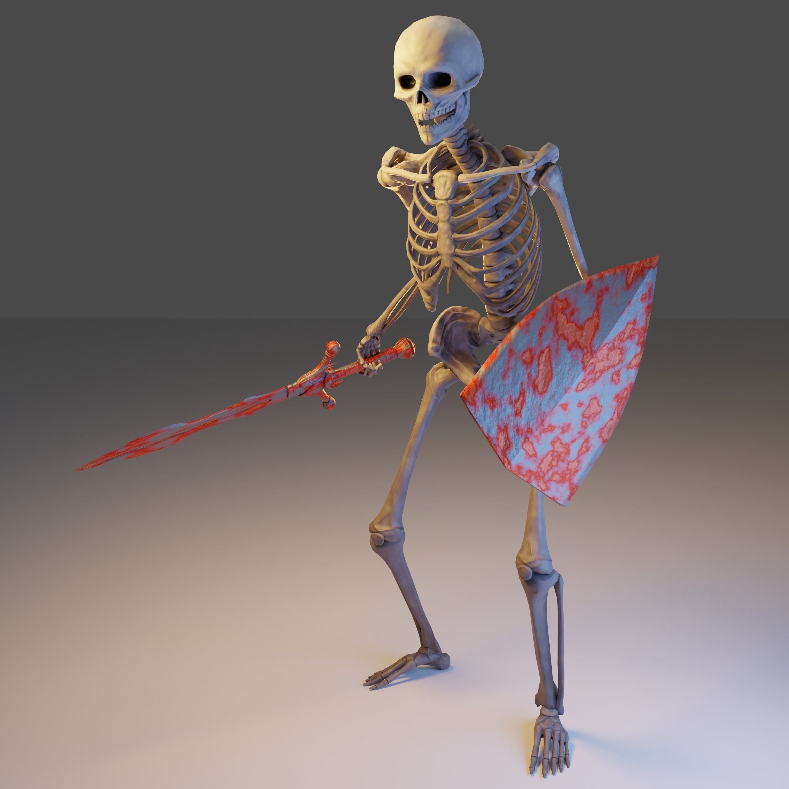 Skeleton Lowpoly 3D Model - Videogame Asset Low-poly 3D model_9