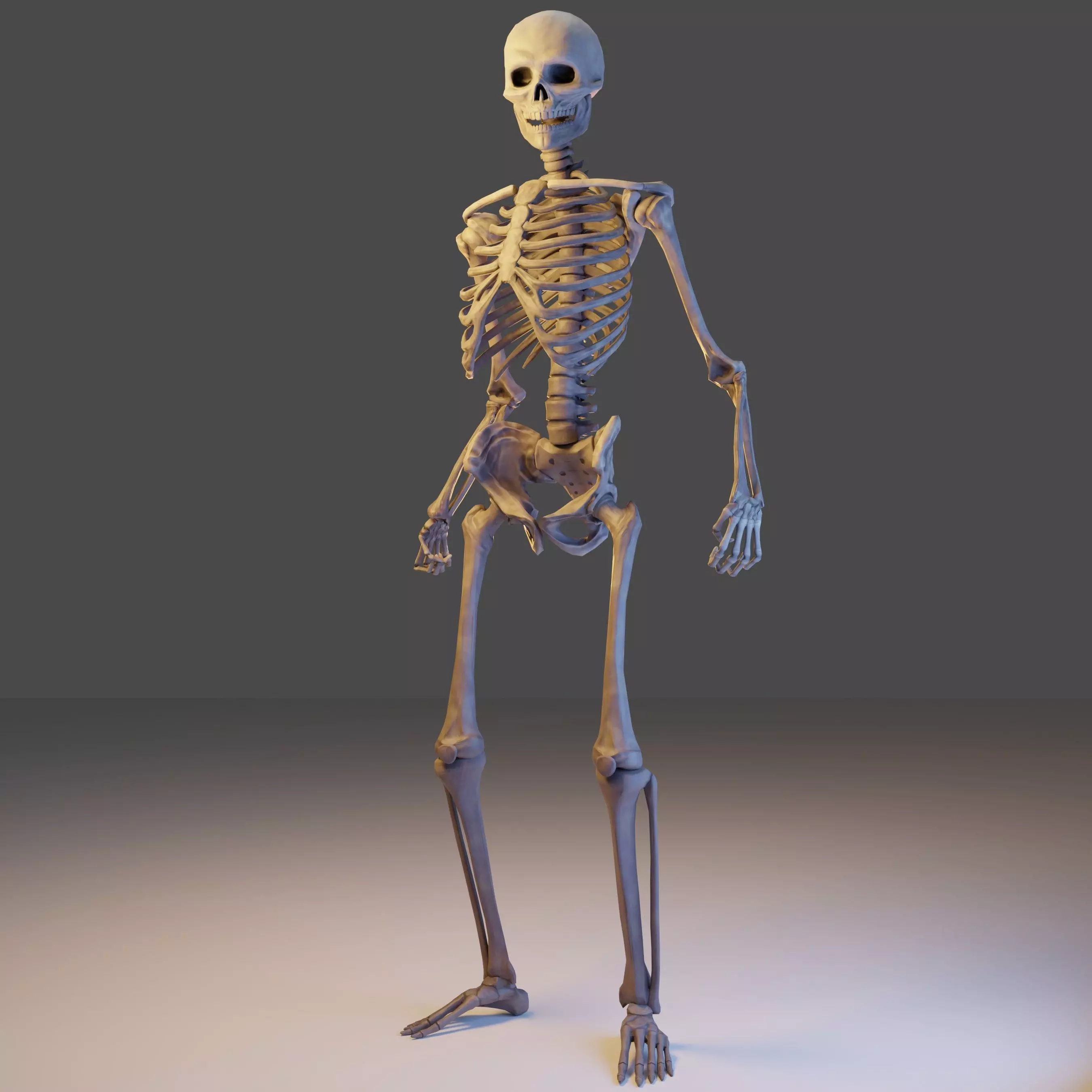 Skeleton Lowpoly 3D Model - Videogame Asset Low-poly 3D model_0