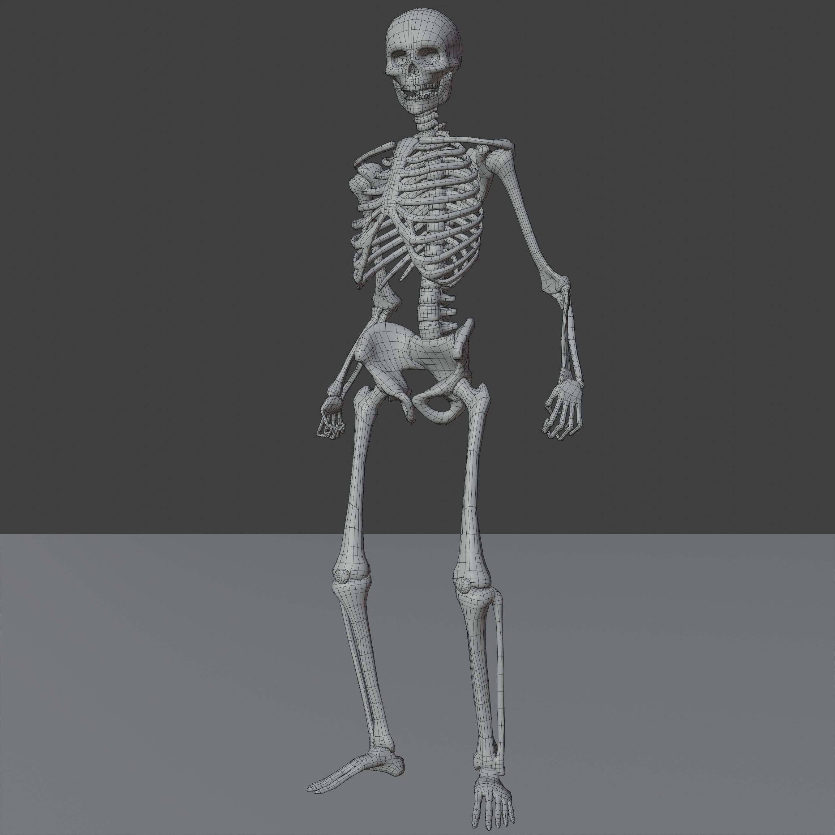 Skeleton Lowpoly 3D Model - Videogame Asset Low-poly 3D model_2