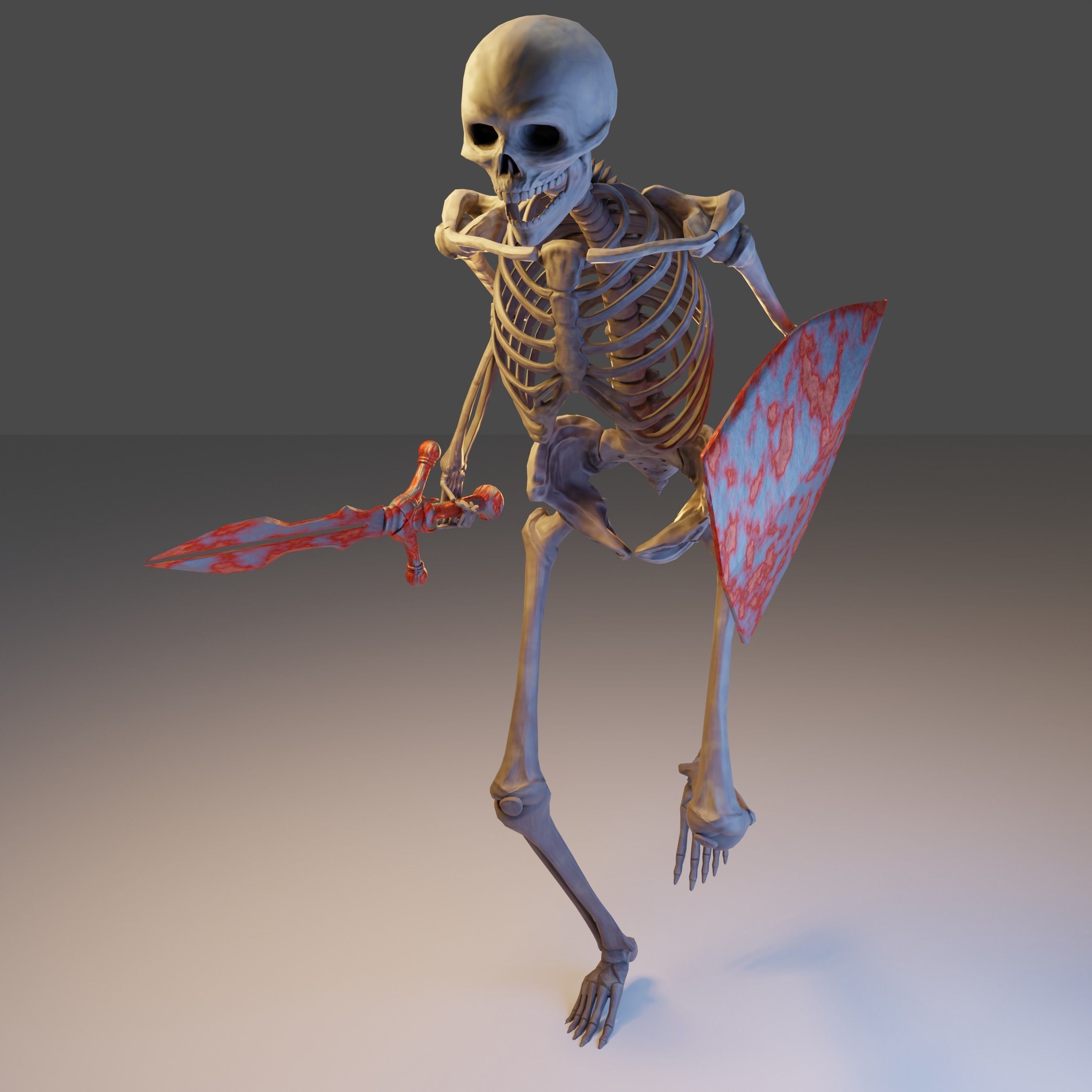 Skeleton Lowpoly 3D Model - Videogame Asset Low-poly 3D model_11