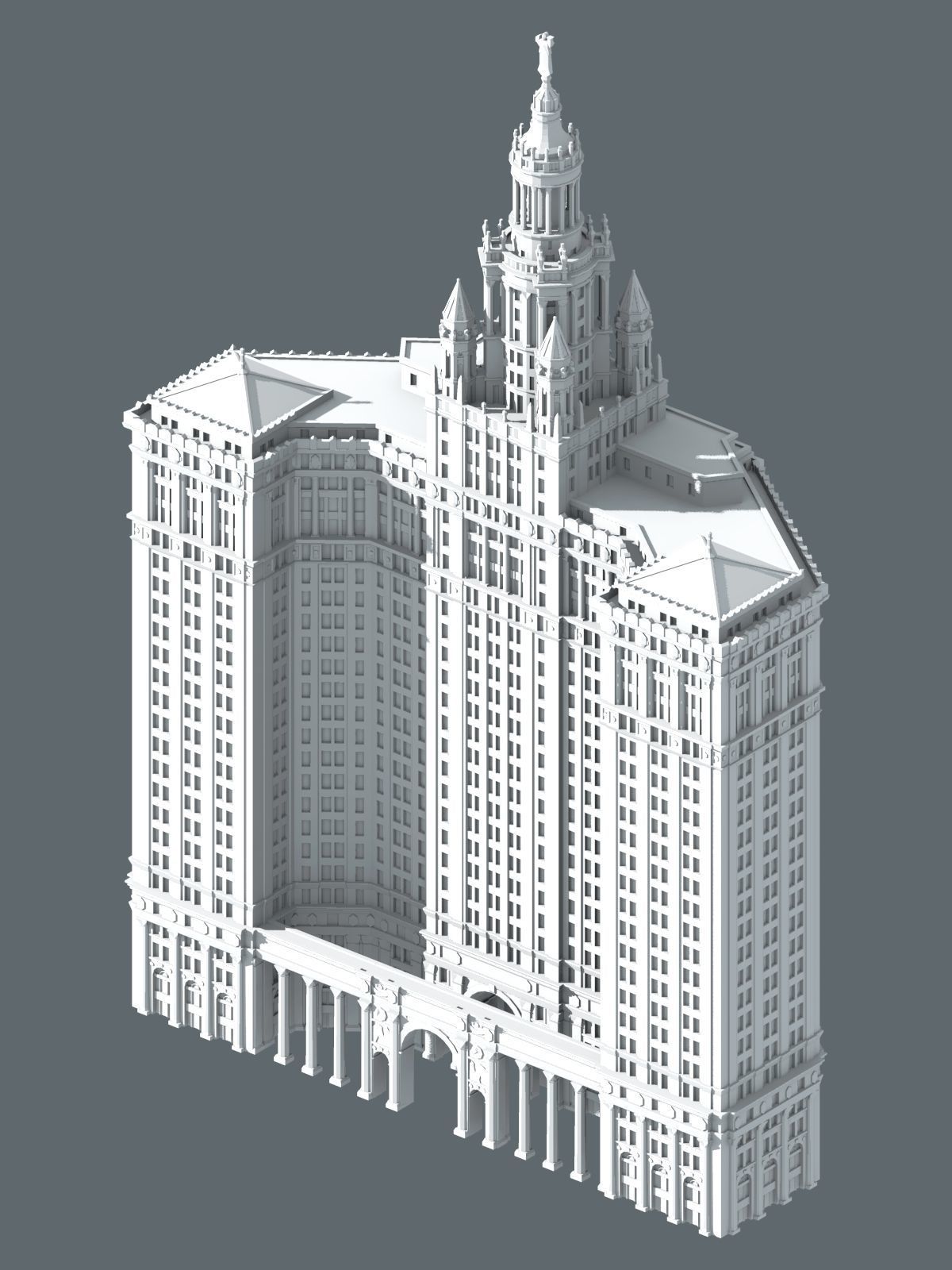 Manhattan Municipal Building 3D print model_6