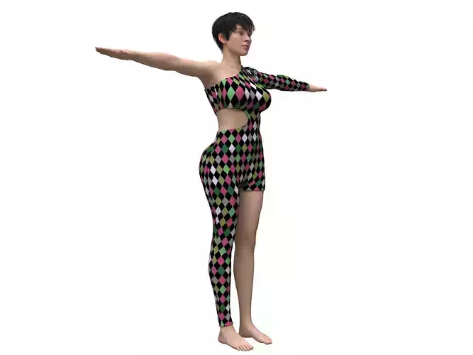 3d realistic female with clothing  3D model