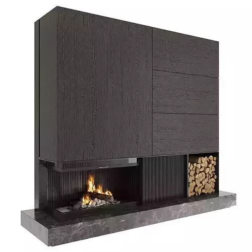 Fireplace modern with logs on top