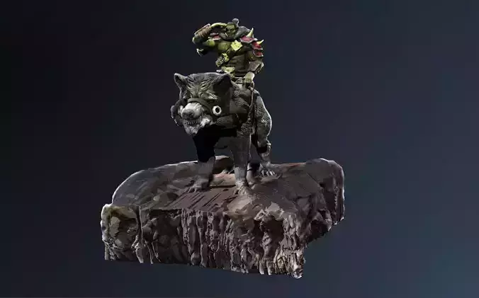 Orc rider wolf 3D print model