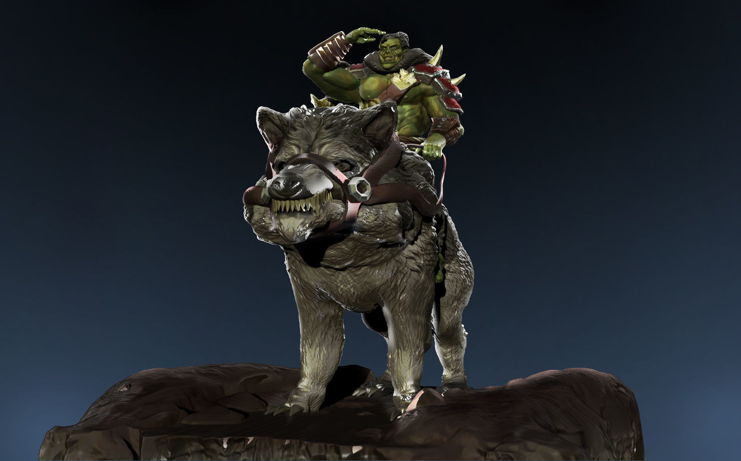Orc rider wolf 3D print model_4