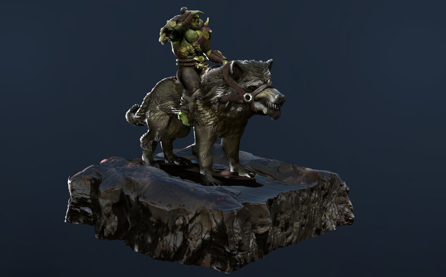 Orc rider wolf 3D print model_1