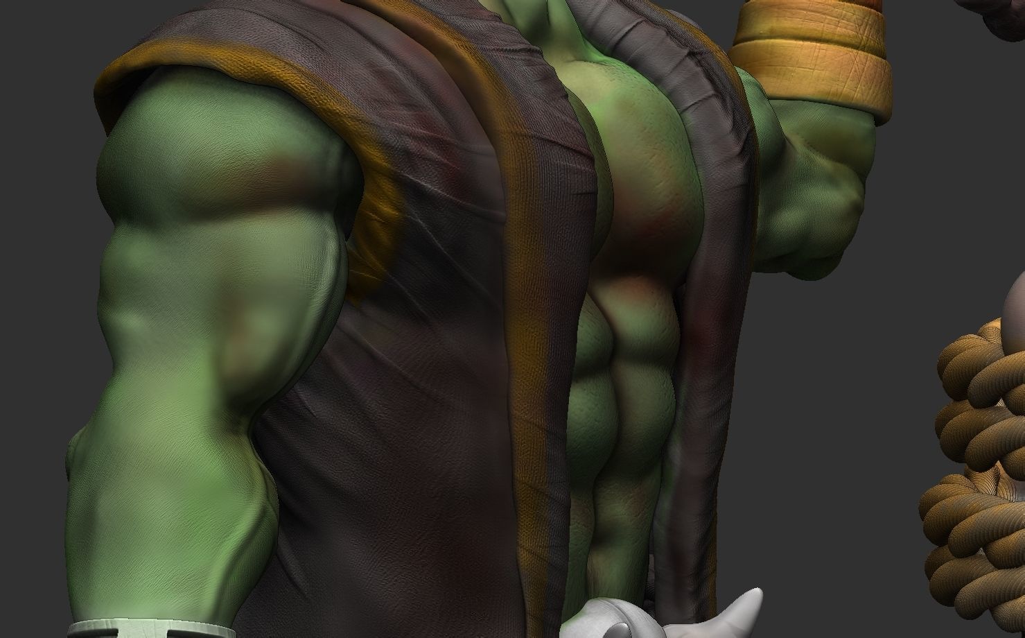 ork 3d statue of demon holding axe 3D print model_3