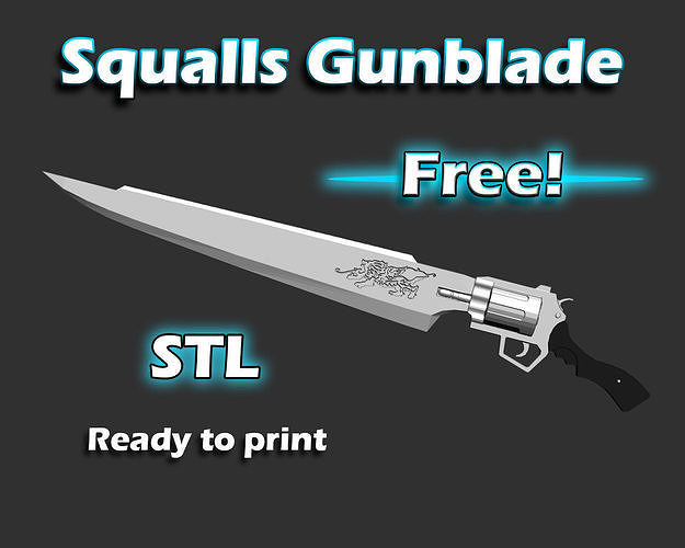 Squalls Gunblade from Final fantasy 8 3D-print Ready Free 3D print model